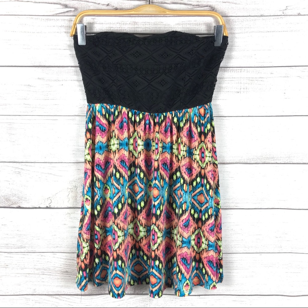 Urban Rose Strapless Short Patterned Dress